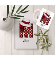 BK Gift Kişiye Özel Harf Tasarımlı Beyaz Defter ve Kupa Hediye Seti-17 (Model 1)