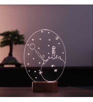 Küçük Prens Led Masa Lambası Le Petit Prince Gece Lambası Hediye Ahşap Taban 7 Farklı Işık Renkli