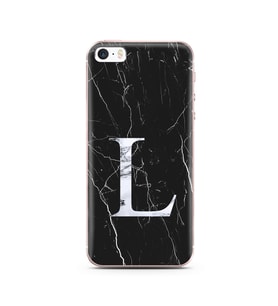 Iphone 5 Siyah Mermer Harf Tasarımlı Telefon Kılıfı L-Harfi 