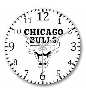 Chicago Bulls Logo Duvar Saati Bombeli Gercek Cam