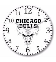 Chicago Bulls Logo Duvar Saati Bombeli Gercek Cam