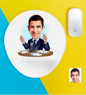 BK Gift Kişiye Özel Bay Sunucu Spiker Karikatürlü Bilek Destekli Mouse Pad (Beyaz)