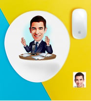 BK Gift Kişiye Özel Bay Sunucu Spiker Karikatürlü Bilek Destekli Mouse Pad (Beyaz)