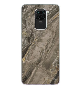 Gri Mermer Tasarımlı Süper Şeffaf Silikon Telefon Kılıfı Xiomai Redmi Note 9