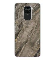 Gri Mermer Tasarımlı Süper Şeffaf Silikon Telefon Kılıfı Xiomai Redmi Note 9