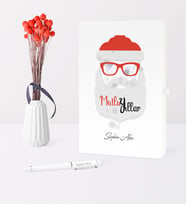 BK Gift Kişiye Özel Yılbaşı Noel Baba Temalı Beyaz Defter Kalem Seti - 2