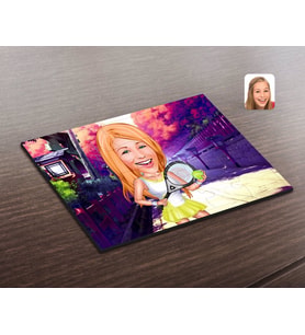 BK Gift Kişiye Özel Kadın Tenis Oyuncusu Karikatürlü Ahşap Puzzle-2