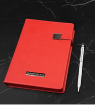 Kişiye Özel İsimli VIP Kırmızı Defter & Beyaz Touch Pen Kalem Hediye Seti