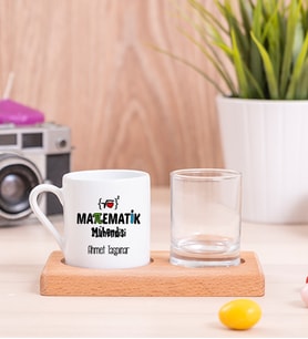 Matematik Mühendisi Ahşap Sunumlu Türk Kahvesi Fincanı