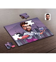 BK Gift Kişiye Özel Erkek Garson Karikatürlü Ahşap Puzzle-1