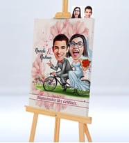 BK Gift Kişiye Özel Düğünümüze Hoş Geldiniz Şovaleli Karikatür Kanvas Tablo  2