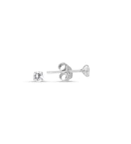 3mm Yuvarlak Zirkon Tektaş Gümüş Bayan Küpe (Beyaz)