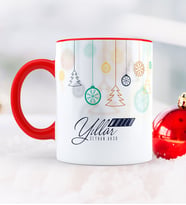BK Gift Kişiye Özel Yılbaşı Mutlu Yıllar Temalı Kırmızı Kupa Bardak - 15