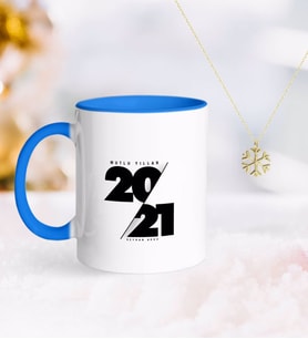 BK Gift Kişiye Özel 2024 Mutlu Yıllar Mavi Kupa ve Kar Tanesi Kolye-9 (Model 1)
