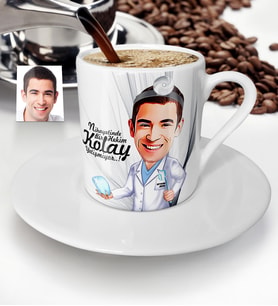 BK Gift Kişiye Özel Bay Diş Hekimi Karikatür Türk Kahvesi Fincanı  3