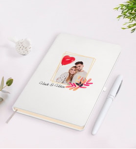 BK Gift Kişiye Özel Sevgililer Günü Temalı İsimli Fotoğraflı Beyaz Defter Kalem Seti-29