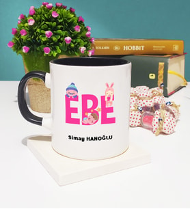 Ebe Tasarımlı Kişiye Özel Ebe Kupa Bardak Siyah