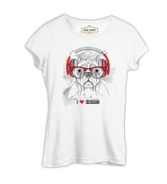 Köpek - Müzik Beyaz Kadın Tshirt