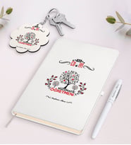 BK Gift Kişiye Özel Yılın En İyi Matematik Öğretmeni Beyaz Defter Kalem ve Anahtarlık Hediye Seti (Model 1)