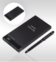 BK Gift Kişiye Özel PB-157 Siyah Powerbank 5000 mAh Lityum Pil Hızlı Şarj ve Kalem Set
