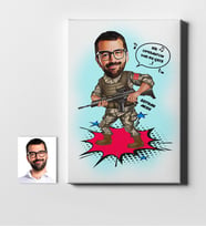 BK Gift Kişiye Özel Asker Karikatür Kanvas Tablo 50x70cm 1