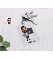 BK Gift Kişiye Özel Erkek Kimya Öğretmeni Karikatürlü Şeffaf Pleksi Anahtarlık-1 (Beyaz)
