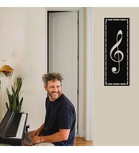 New Jargon - Çerçeve İçinde Solfeş Anahtarı Tasarım Metal Tablosu 70x25cm (Siyah)