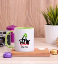 Fizik Öğretmeni Ahşap Altlıklı Mumlu Yeşil Kupa Bardak