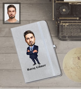 Kişiye Özel Öğretmen Karikatürlü Gri Defter Bay-8