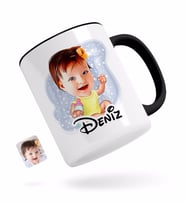 BK Gift Kişiye Özel Bebek Karikatürlü Siyah Kupa Bardak-1