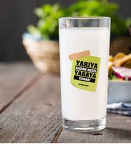 BK Gift Kişiye Özel Renkli Baskılı Yarıya Kadar Değil Yaraya Kadar Rakı Bardağı-3 (Beyaz)