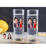 BK Gift Kişiye Özel Renkli Baskılı Sevgililer Karikatürlü İkili Vodka Bardağı-4 (Beyaz)