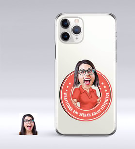 BK Gift Kişiye Özel Bayan Kolay Yetişmiyor Karikatürlü iPhone 11 Pro İnce Şeffaf Silikon Telefon Kapağı-3 (Beyaz)