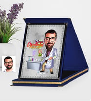 BK Gift Kişiye Özel Bay Kimya Öğretmeni Karikatürlü Lacivert Plaket  2