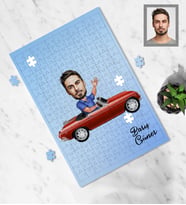 Kişiye Özel Sürücü Karikatürlü A3 130 Parça Puzzle Bay-1