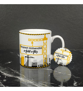 İnşaat Mühendisi Kupa Bardak ve Anahtarlık Set 002