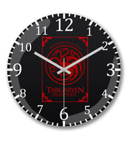 Targaryen House 2 Duvar Saati Bombeli Gercek Cam