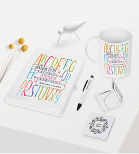 BK Gift Kişiye Özel Dünyanın En İyi Öğretmeni Temalı Beyaz Defter Kalem Kupa Ayna Seti - 6