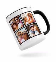 BK Gift Kişiye Özel Kare 4 Fotoğraflı Siyah Kupa Bardak-1