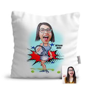 BK Gift Kişiye Özel Tenis Oyuncusu Karikatür  Yastık  1