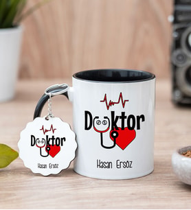 Doktor Siyah Kupa Bardak Ve Anahtarlık Set