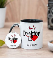 Doktor Siyah Kupa Bardak Ve Anahtarlık Set