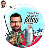 BK Gift Kişiye Özel Bay Balıkçı Karikatür Baskılı Yaş Pasta İçin Yenilebilir Şekerli Kağıt  1(Sadece Kağıt)