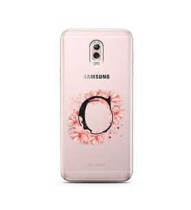 Pembe Çiçekli Harf Tasarım Süper Şeffaf Silikon Telefon Kılıfı Samsung C8  C-Har