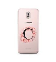 Pembe Çiçekli Harf Tasarım Süper Şeffaf Silikon Telefon Kılıfı Samsung C8  C-Har