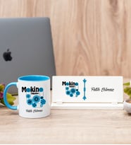 Makine Teknisyeni Mavi Kupa Bardak Ve Masa İsimliği Hediye Seti