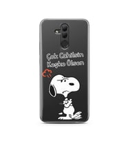 Snoopy Tasarımlı Süper Şeffaf Silikon Telefon Kılıfı Huawei Mate 20 Lite 