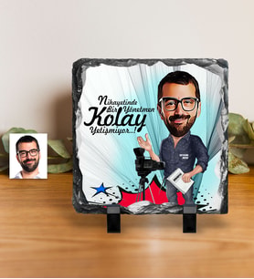 BK Gift Kişiye Özel Bay Yönetmen Karikatürlü Dekoratif Doğal Taş  1