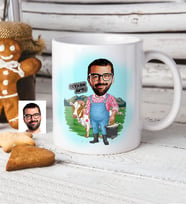 BK Gift Kişiye Özel Çiftçi Karikatür Beyaz Kupa Bardak