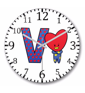 Bts Meets Bt21 V Duvar Saati Bombeli Gercek Cam